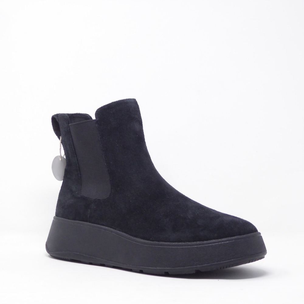 FitFlop F-Mode Women Chelsea Boots Black Suede Water Repellent FK3-090 Size 8